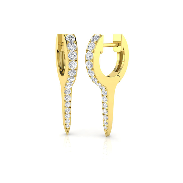 18K Gold and Natural Diamond Spike 0.43ct Mini Hoop Earrings