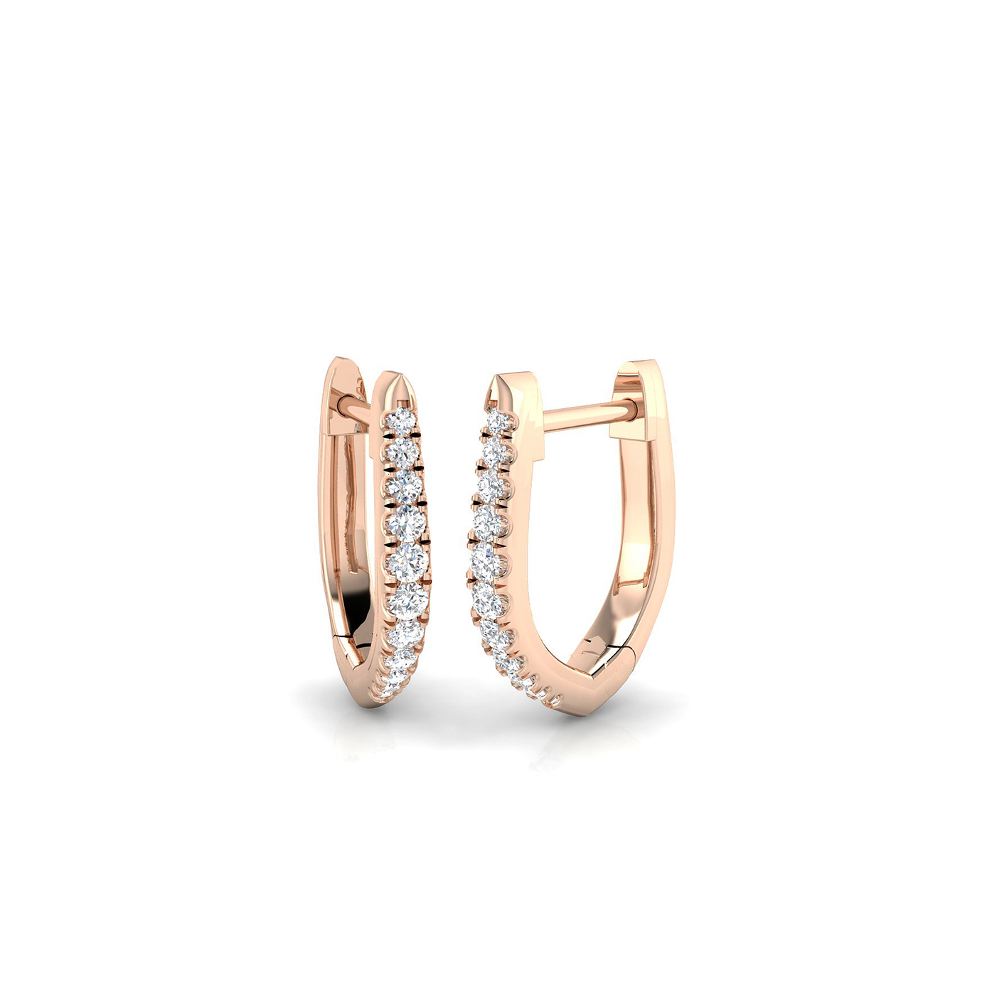 18K Lab Grown Diamond U Shape Hoops