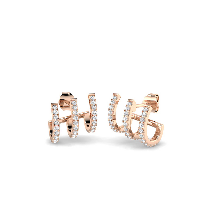 18K Natural Diamond 0.42ct Three Illusion Stack Earring Climber