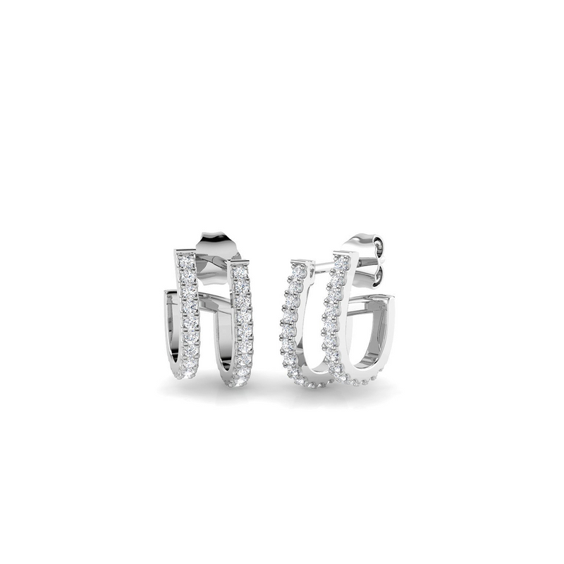 18K Natural Diamond 0.33ct Two Illusion Stack Earring Climber