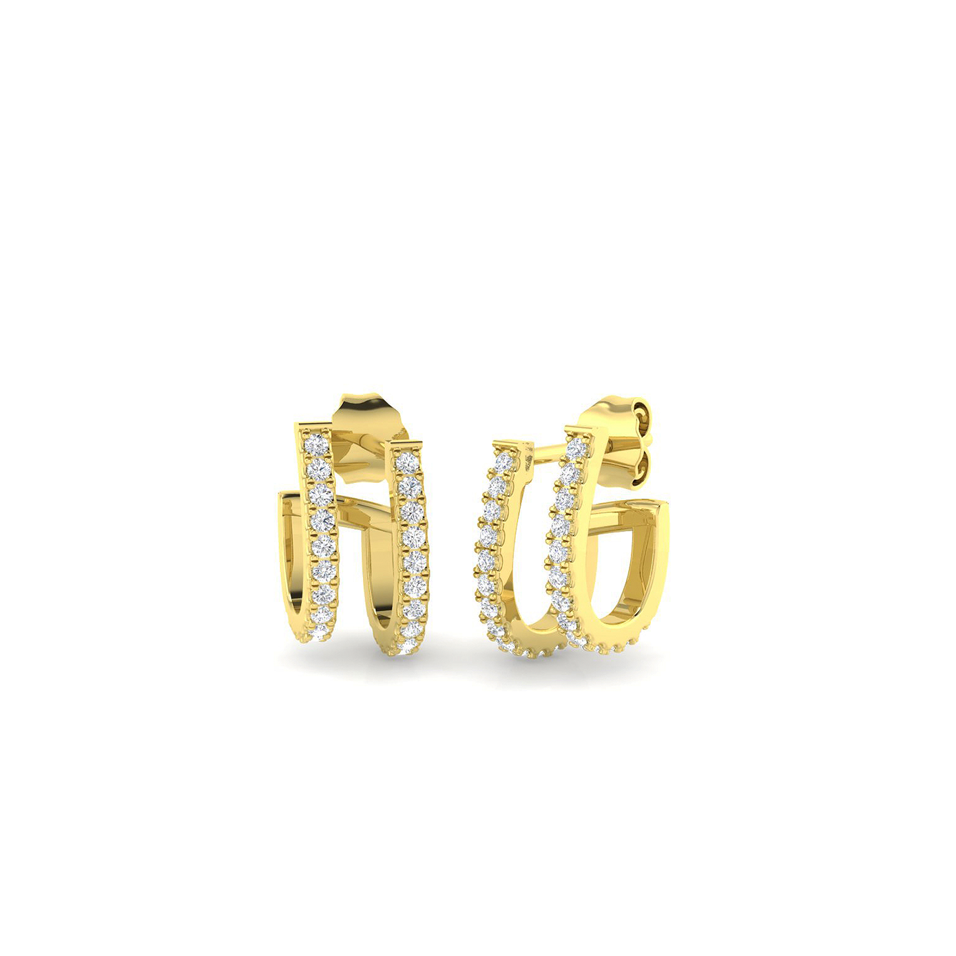 18K Natural Diamond 0.33ct Two Illusion Stack Earring Climber