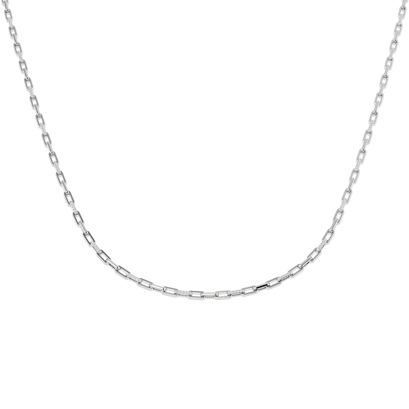 18K Gold and Natural Diamond 2.46ct Paperclip Necklace