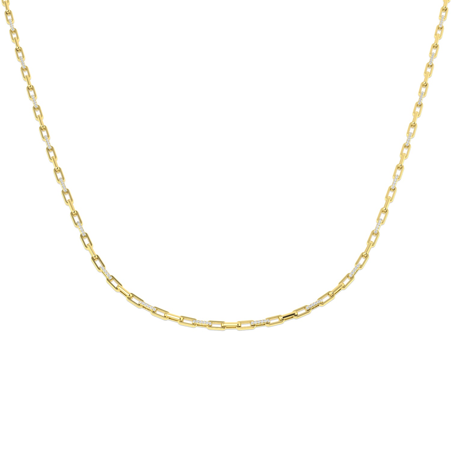 18K Gold and Natural Diamond 2.46ct Paperclip Necklace