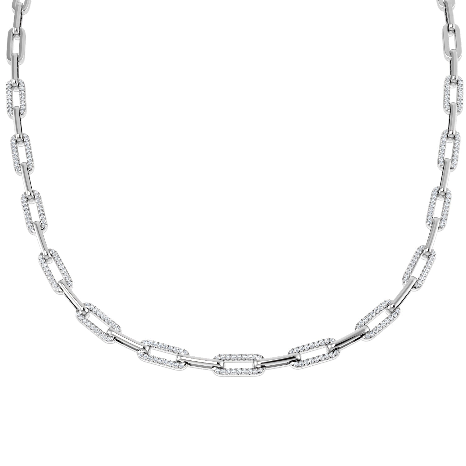 18K Diamond 2.04ct Paperclip Necklace