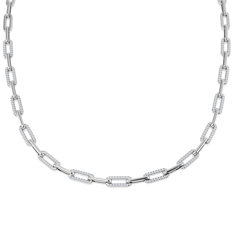 18K Diamond 2.04ct Paperclip Necklace