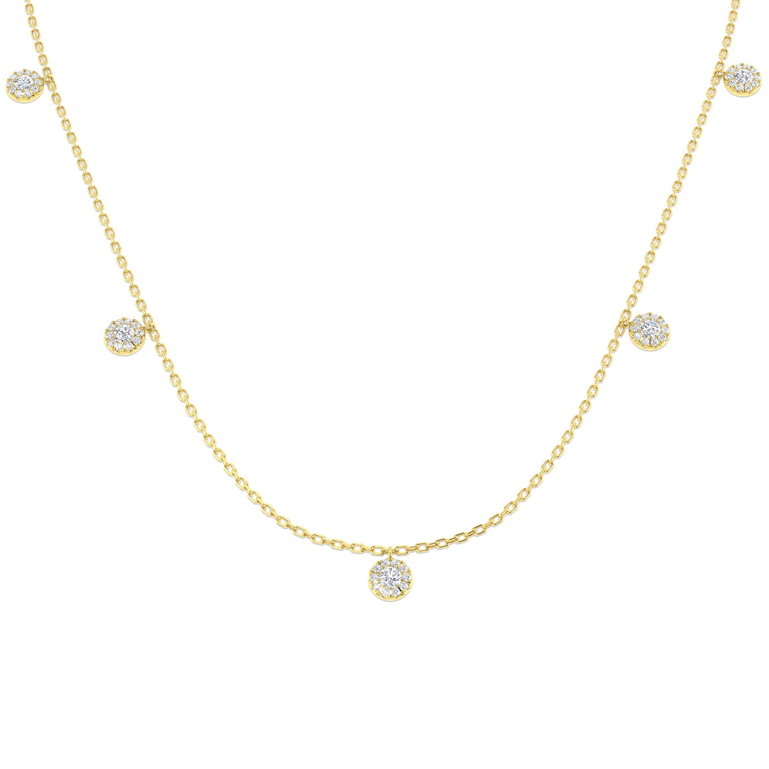18K Natural Diamond 0.55ct Round Halo Station Necklace