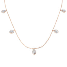 18K Natural Diamond 1.47ct Pear Halo Station Necklace