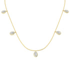 18K Natural Diamond 1.47ct Pear Halo Station Necklace