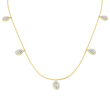 18K Natural Diamond 1.47ct Pear Halo Station Necklace