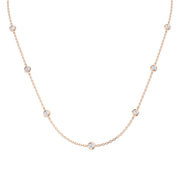 18K Natural Diamond Station Necklace