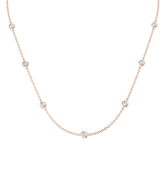 18K Natural Diamond Station Necklace