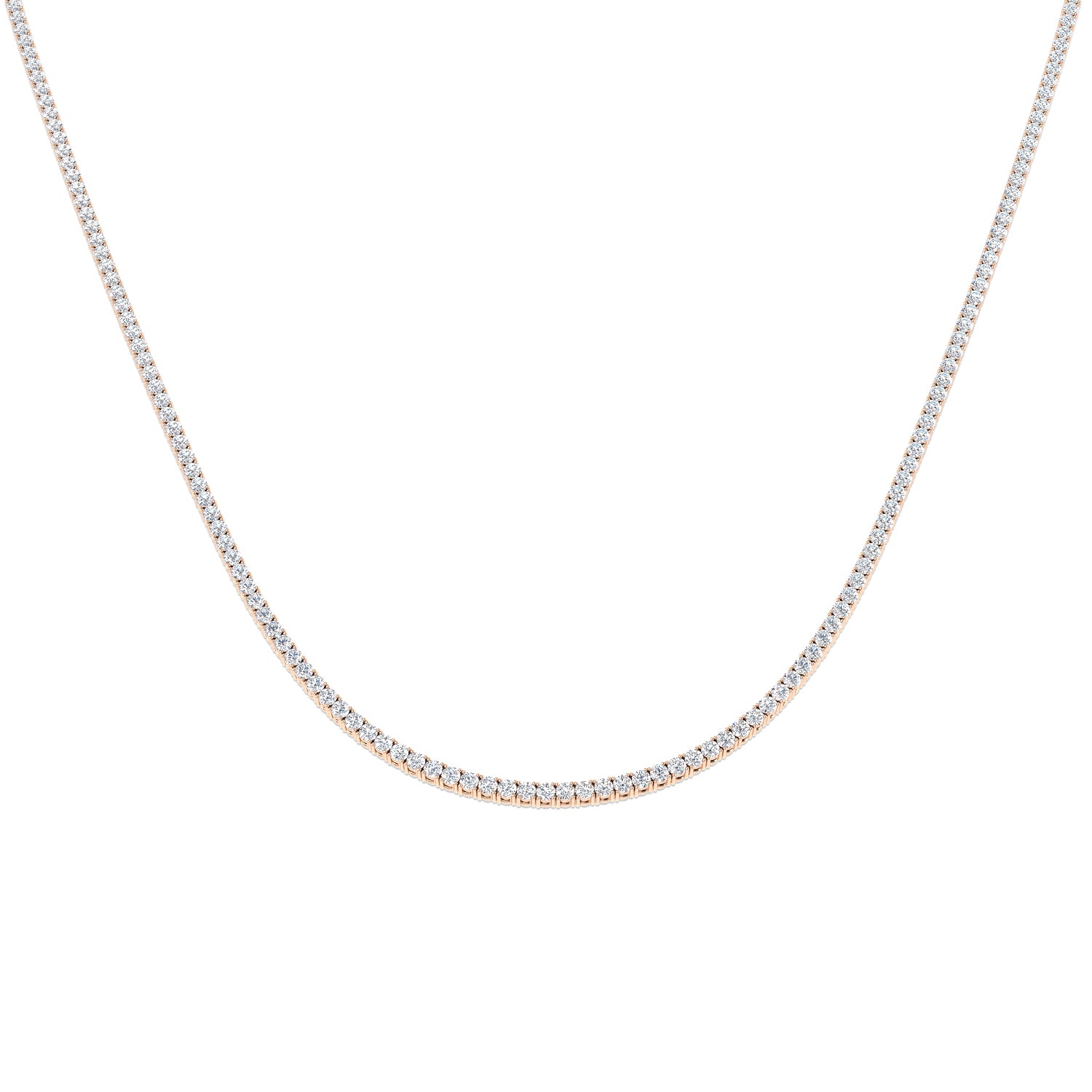 18K Prong Set Natural Diamond Tennis Necklace