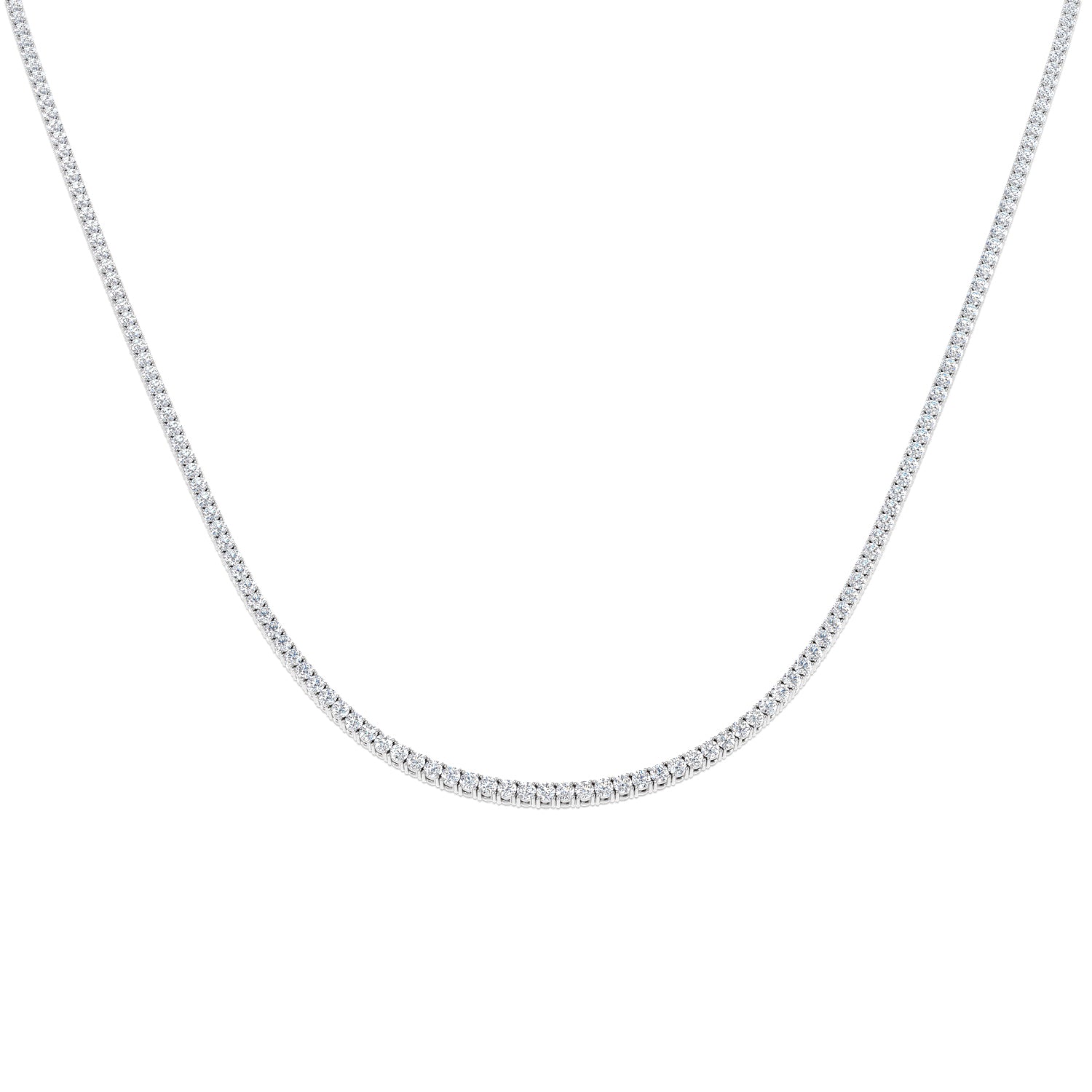 18K Prong Set Natural Diamond Tennis Necklace
