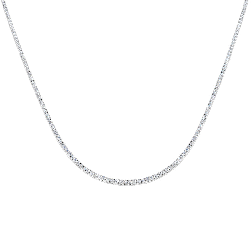 18K Prong Set Natural Diamond Tennis Necklace