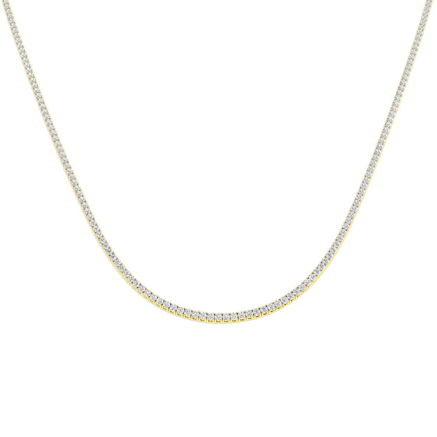 18K Prong Set Natural Diamond Tennis Necklace
