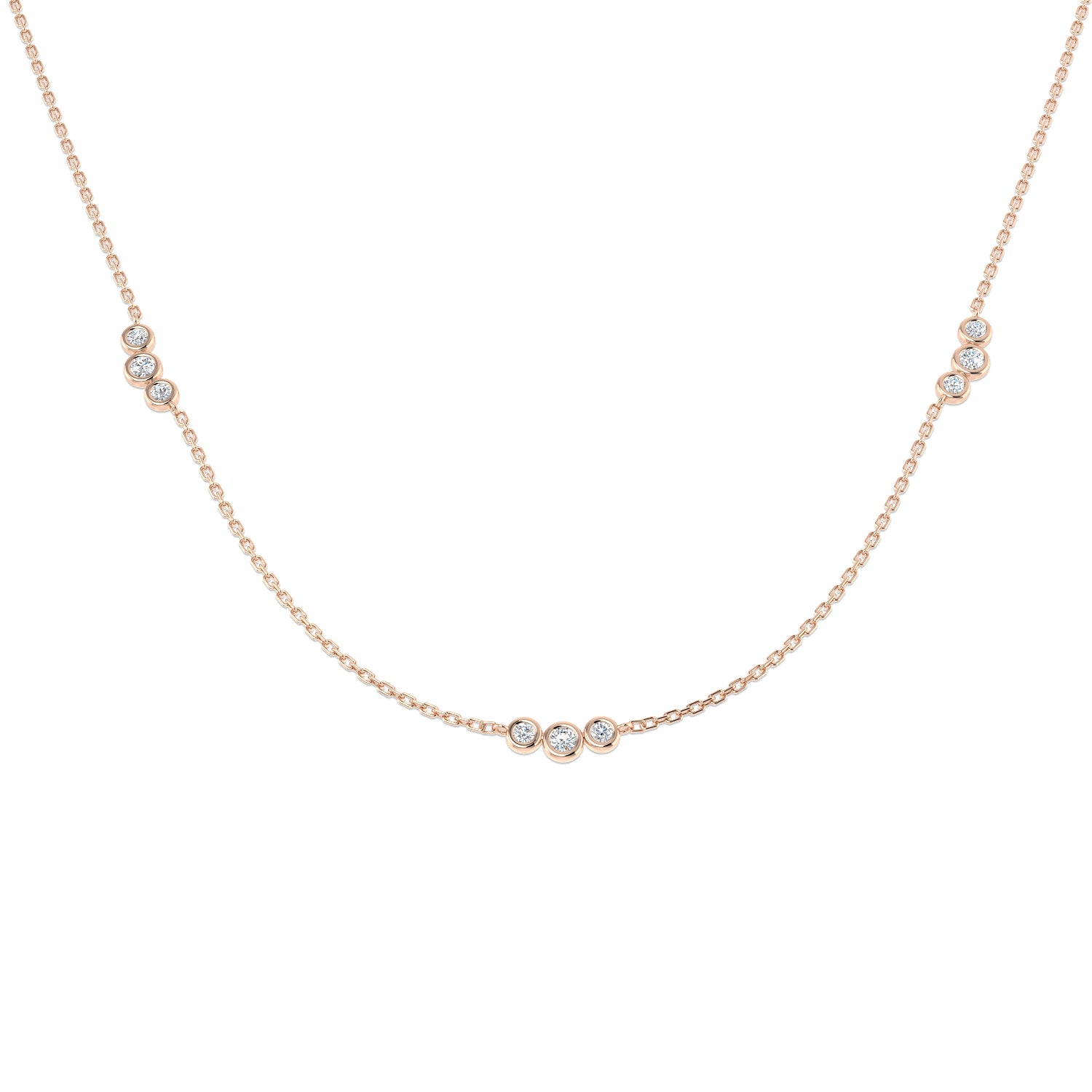 18K Natural Diamond Trio 0.56ct Station Necklace