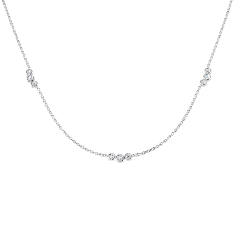 18K Natural Diamond Trio 0.56ct Station Necklace