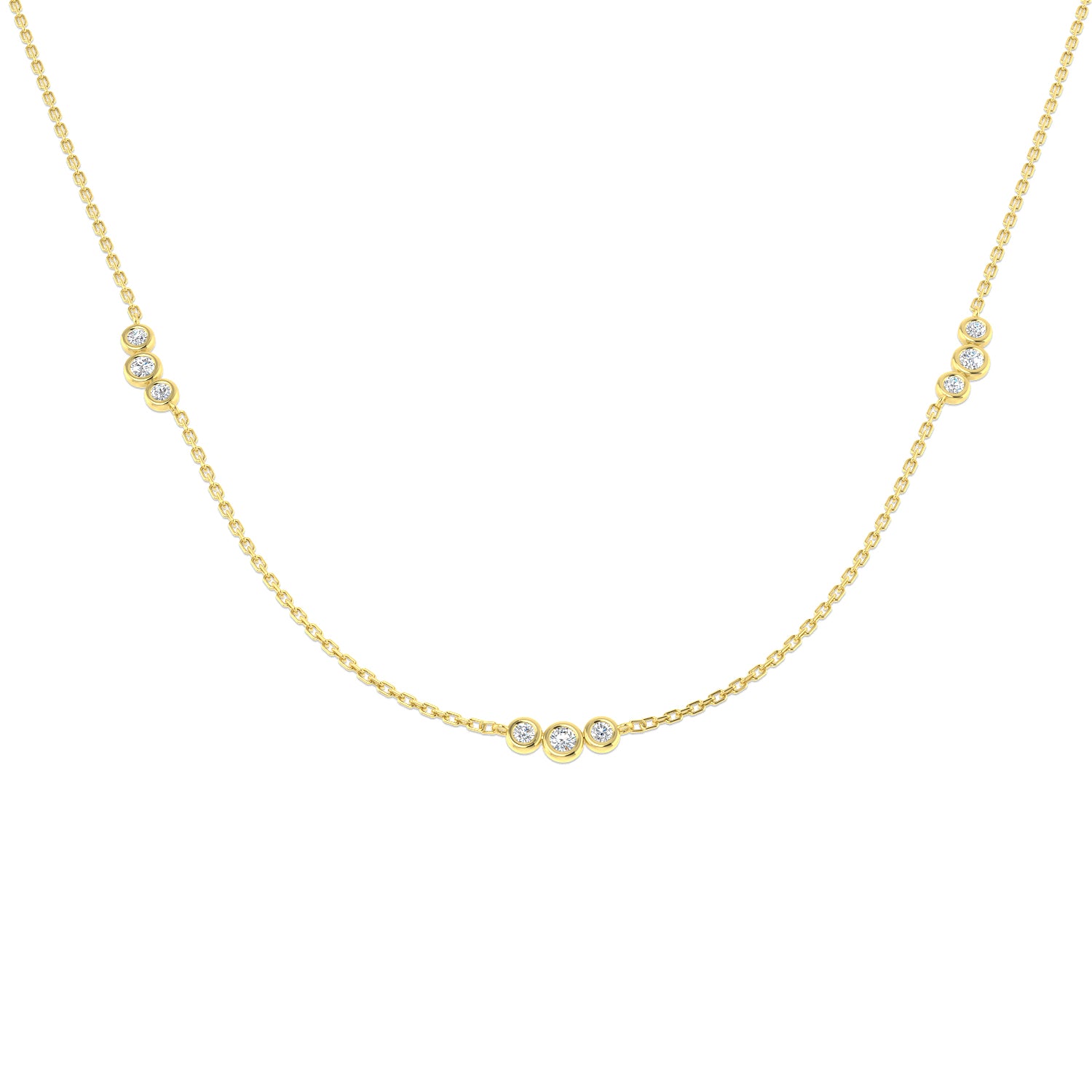 18K Natural Diamond Trio 0.56ct Station Necklace