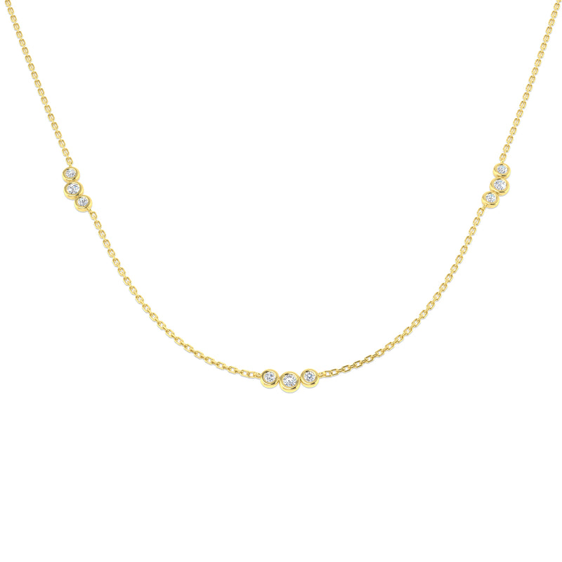 18K Natural Diamond Trio 0.56ct Station Necklace