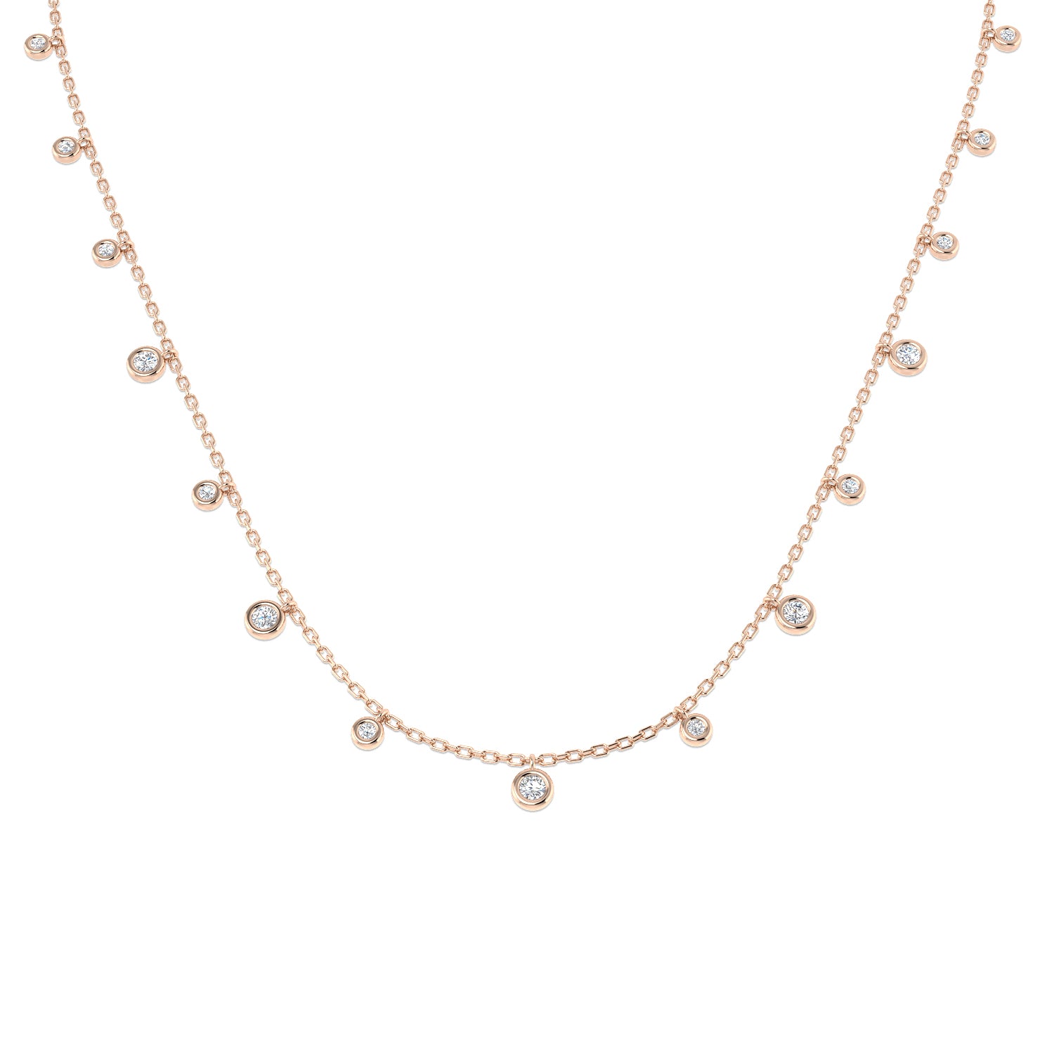 18K Gold and Natural Diamond 0.47ct Dangle Station Necklace