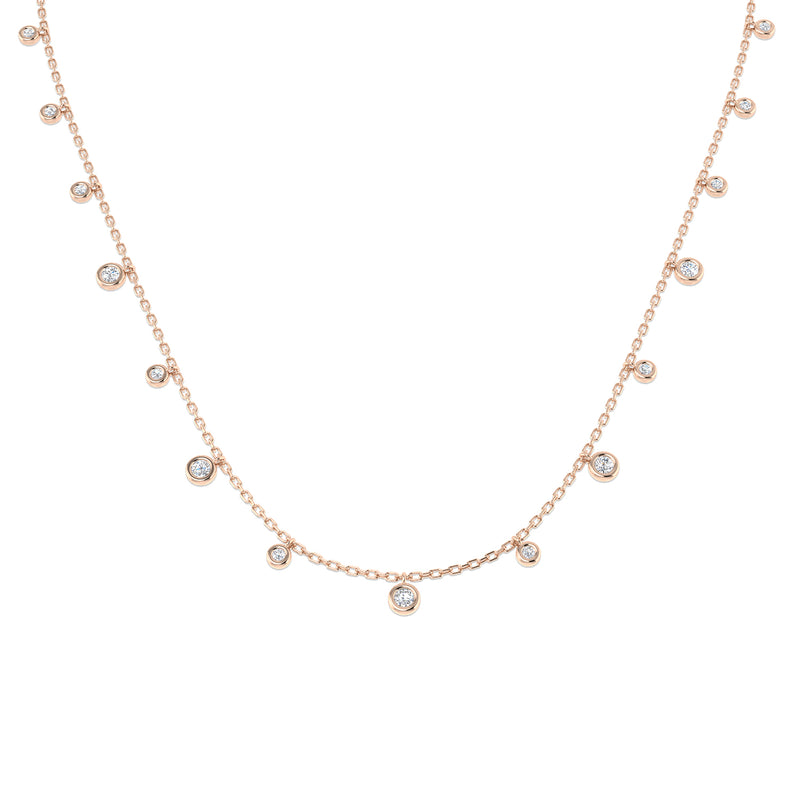18K Gold and Natural Diamond 0.47ct Dangle Station Necklace