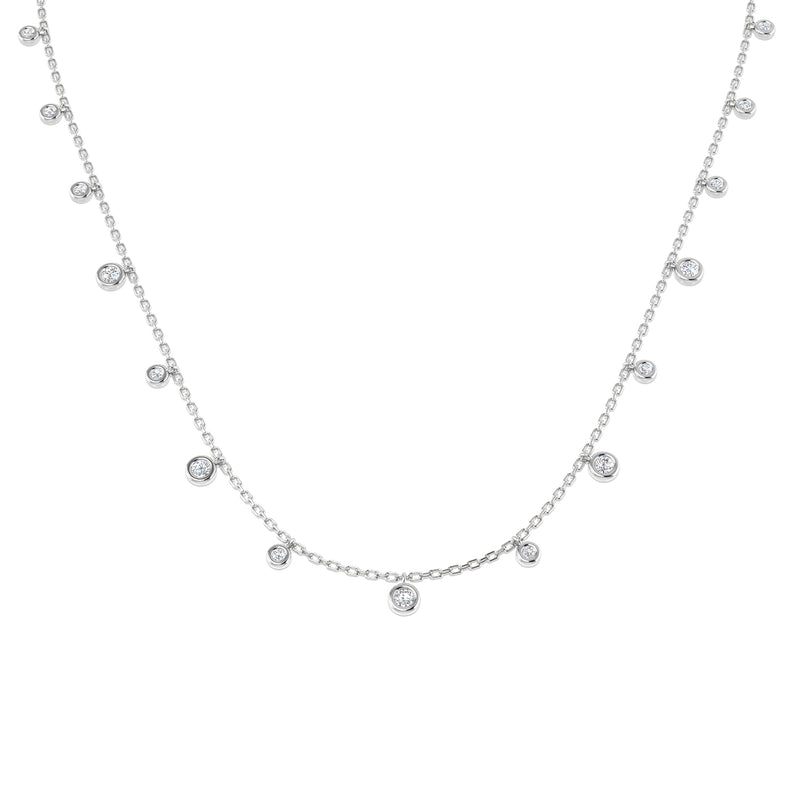18K Gold and Natural Diamond 0.47ct Dangle Station Necklace