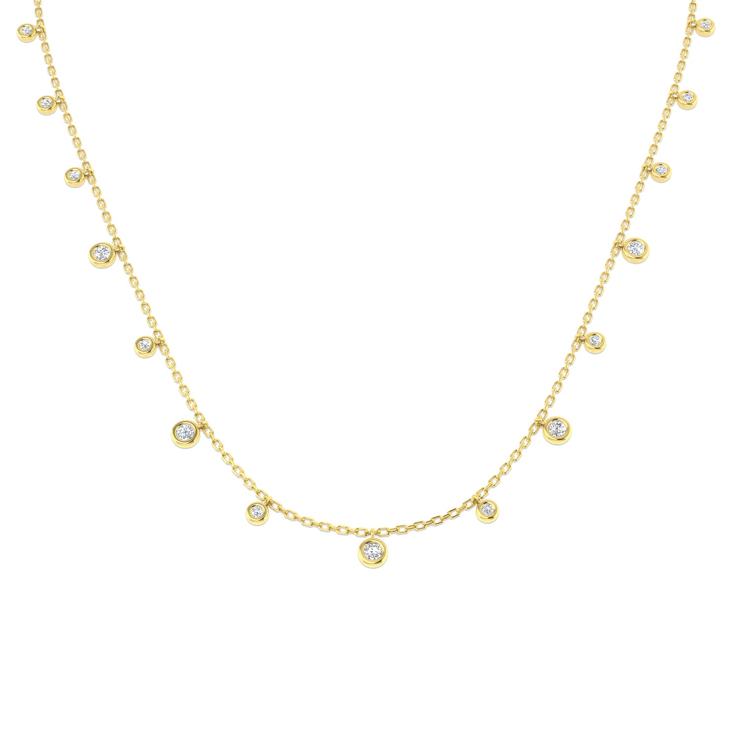 18K Gold and Natural Diamond 0.47ct Dangle Station Necklace