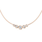 18K Natural Diamond Bezel Set Graduated Necklace