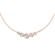 18K Natural Diamond Bezel Set Graduated Necklace