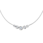 18K Natural Diamond Bezel Set Graduated Necklace