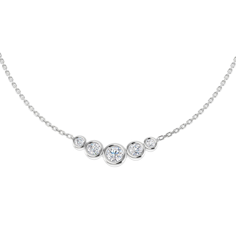 18K Natural Diamond Bezel Set Graduated Necklace