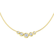 18K Natural Diamond Bezel Set Graduated Necklace