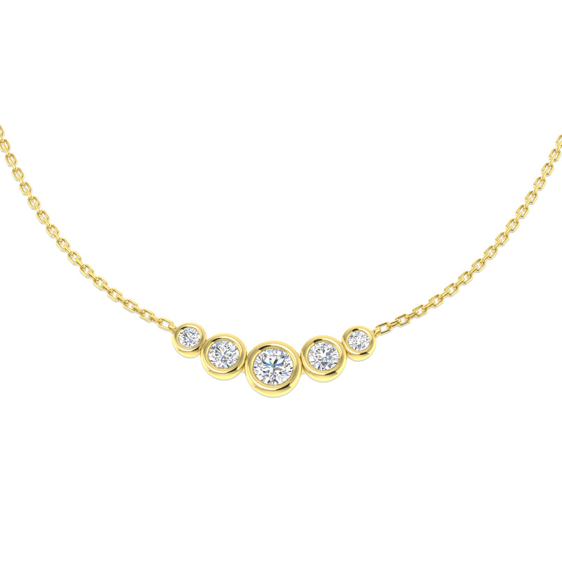 18K Natural Diamond Bezel Set Graduated Necklace