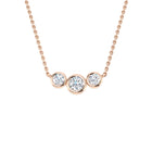 18K Natural Diamond Bezel Set Trilogy Necklace