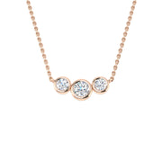 18K Natural Diamond Bezel Set Trilogy Necklace