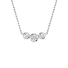 18K Natural Diamond Bezel Set Trilogy Necklace