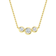 18K Natural Diamond Bezel Set Trilogy Necklace
