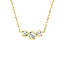 18K Natural Diamond Bezel Set Trilogy Necklace
