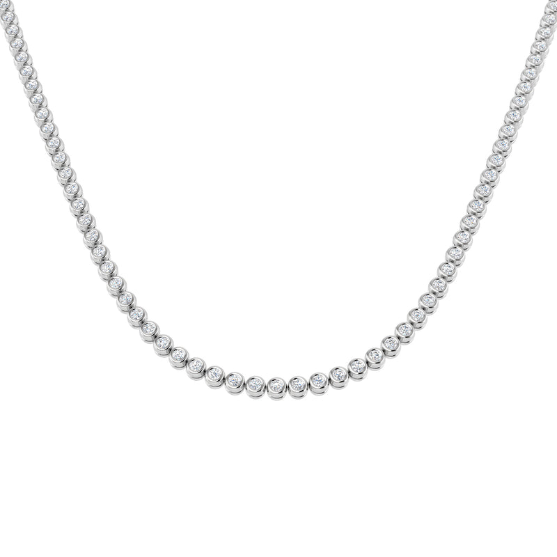 18K Gold and Natural Diamond 5ct Bezel Set Tennis Necklace