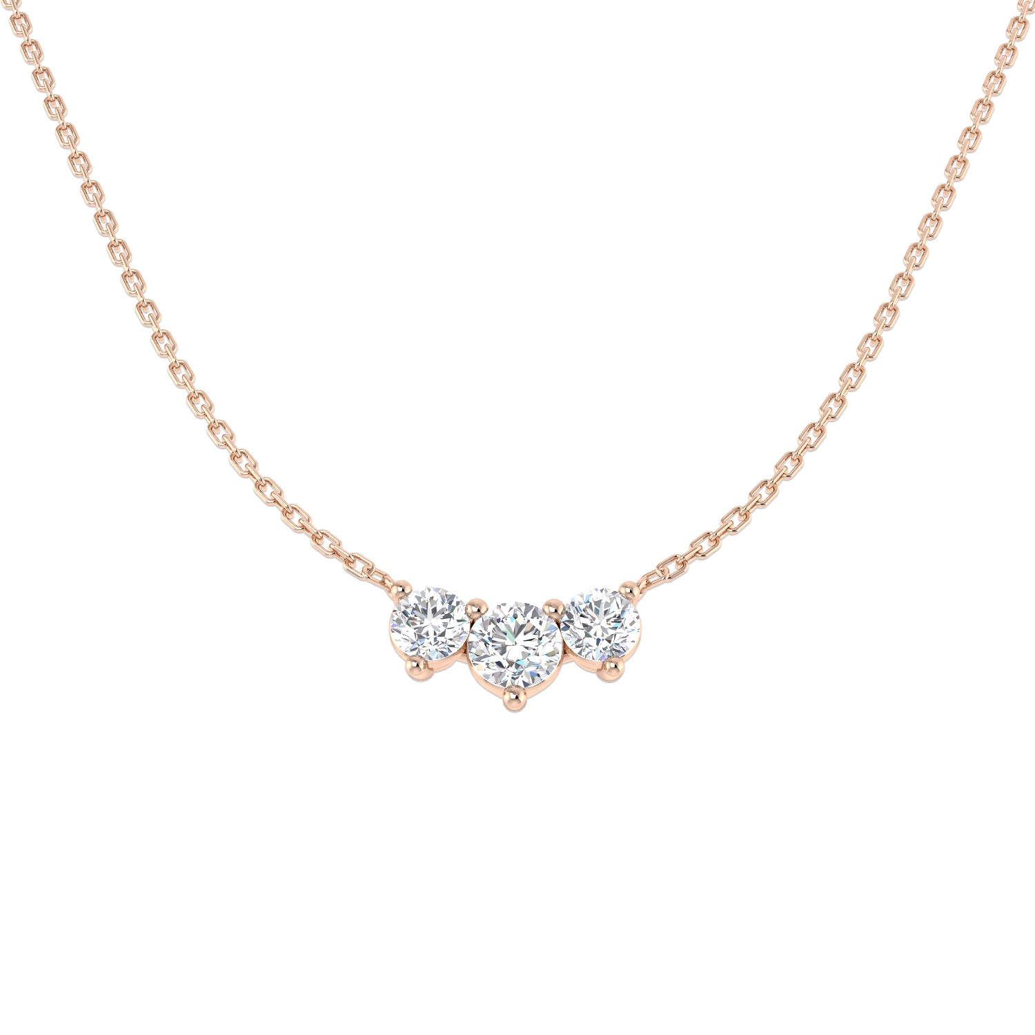18K Natural Diamond Trilogy Necklace