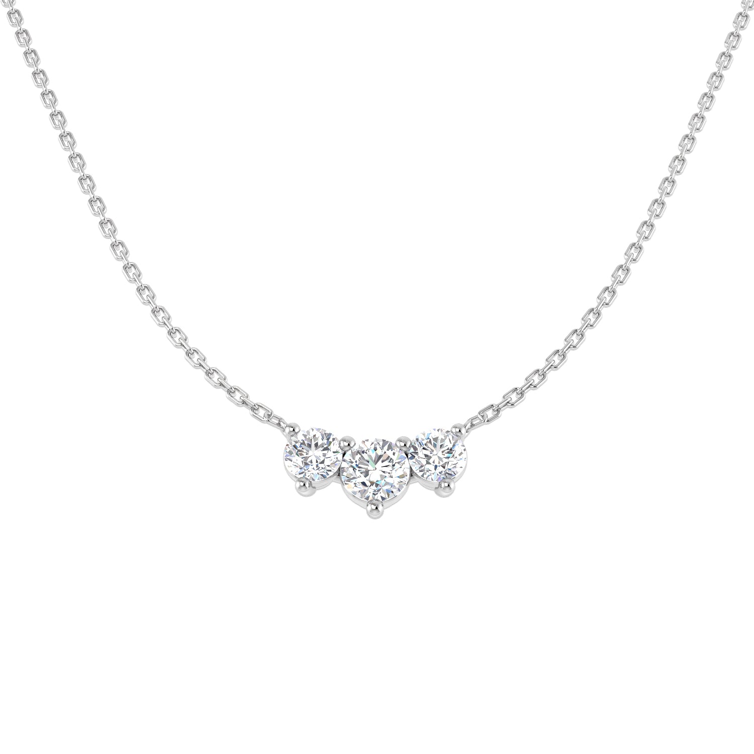 18K Natural Diamond Trilogy Necklace