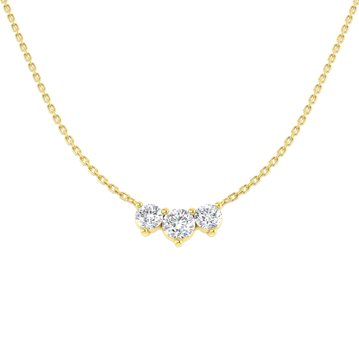 18K Natural Diamond Trilogy Necklace