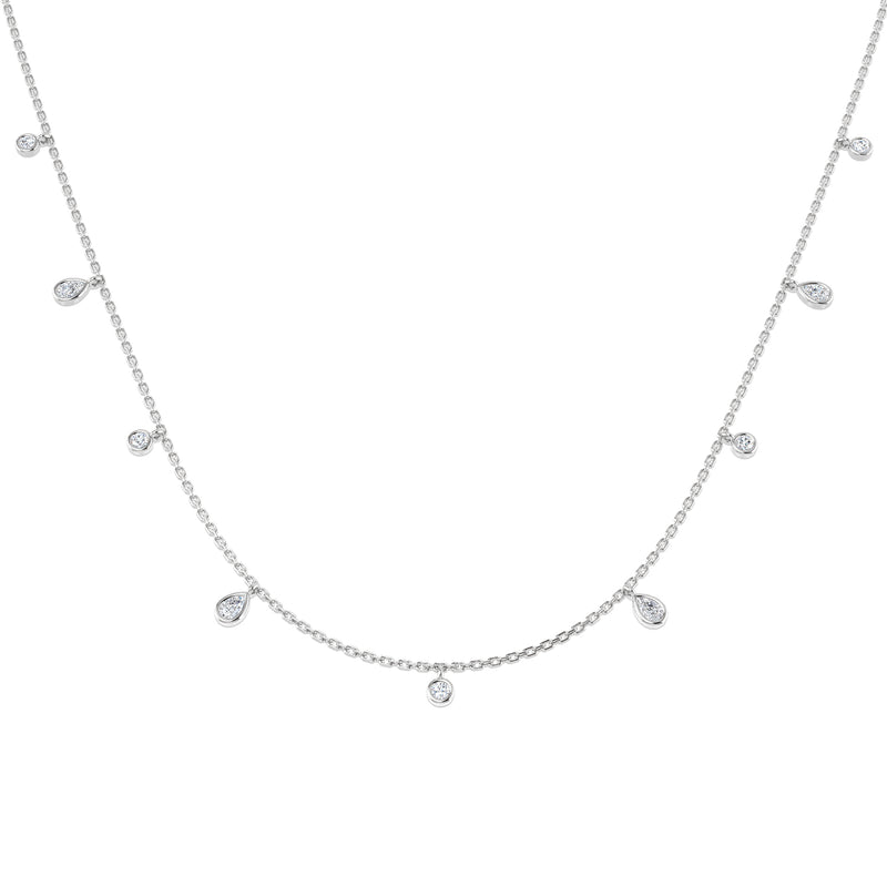 18K Natural Diamond Pear Charm Necklace