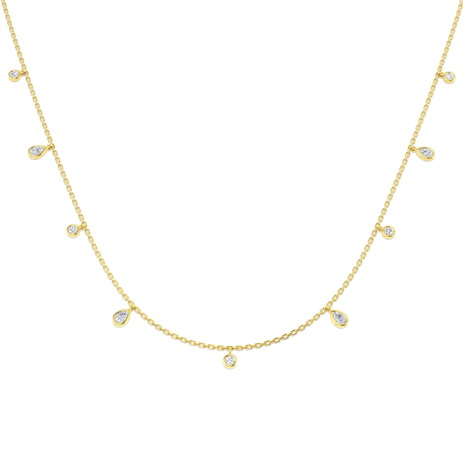 18K Natural Diamond Pear Charm Necklace