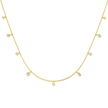 18K Natural Diamond Pear Charm Necklace