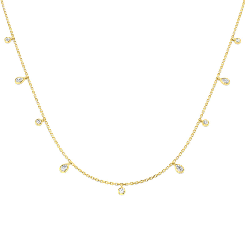 18K Natural Diamond Pear Charm Necklace