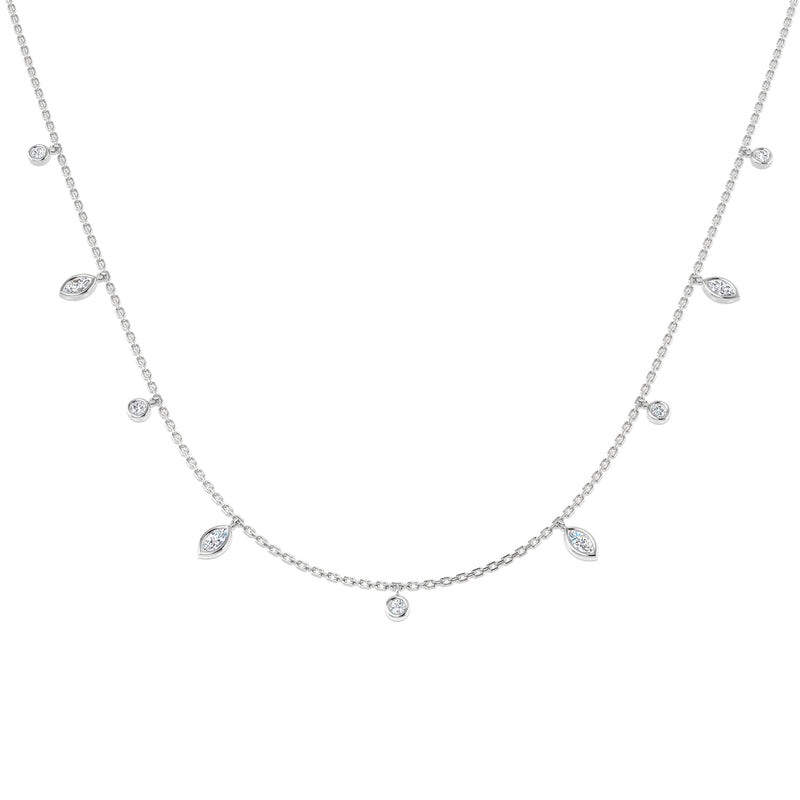 18K Natural Diamond Marquise Charm Necklace