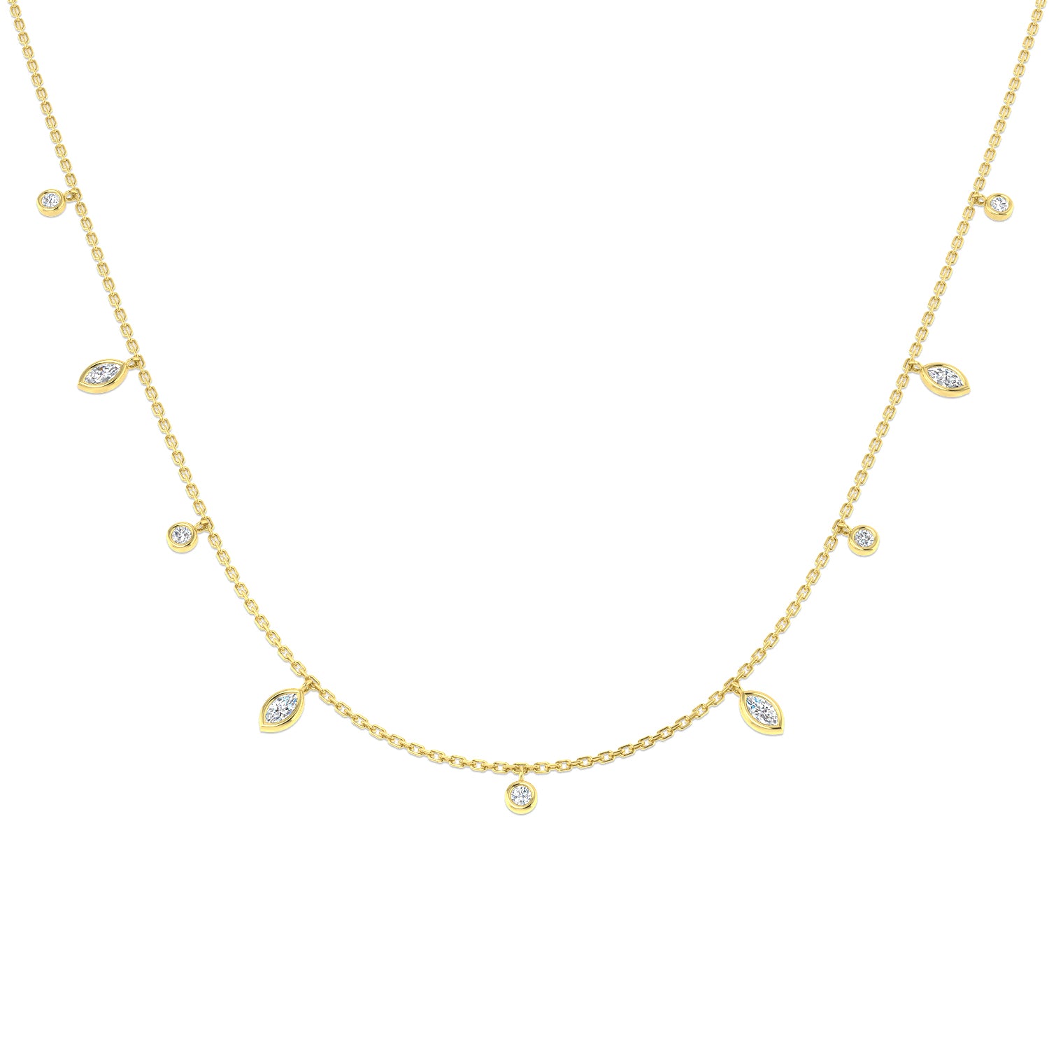 18K Natural Diamond Marquise Charm Necklace