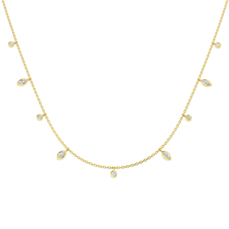 18K Natural Diamond Marquise Charm Necklace