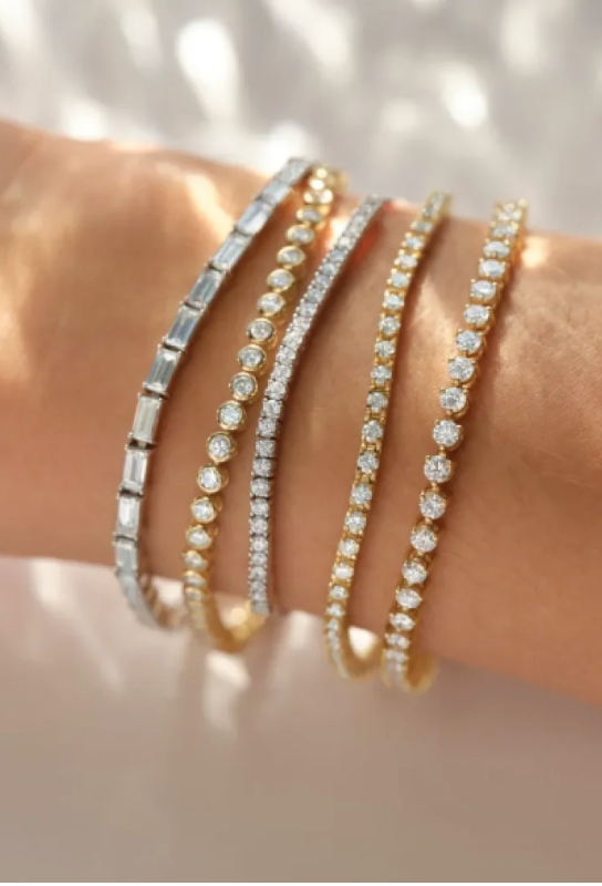 18K Three Prongs Diamond Tennis Bracelet